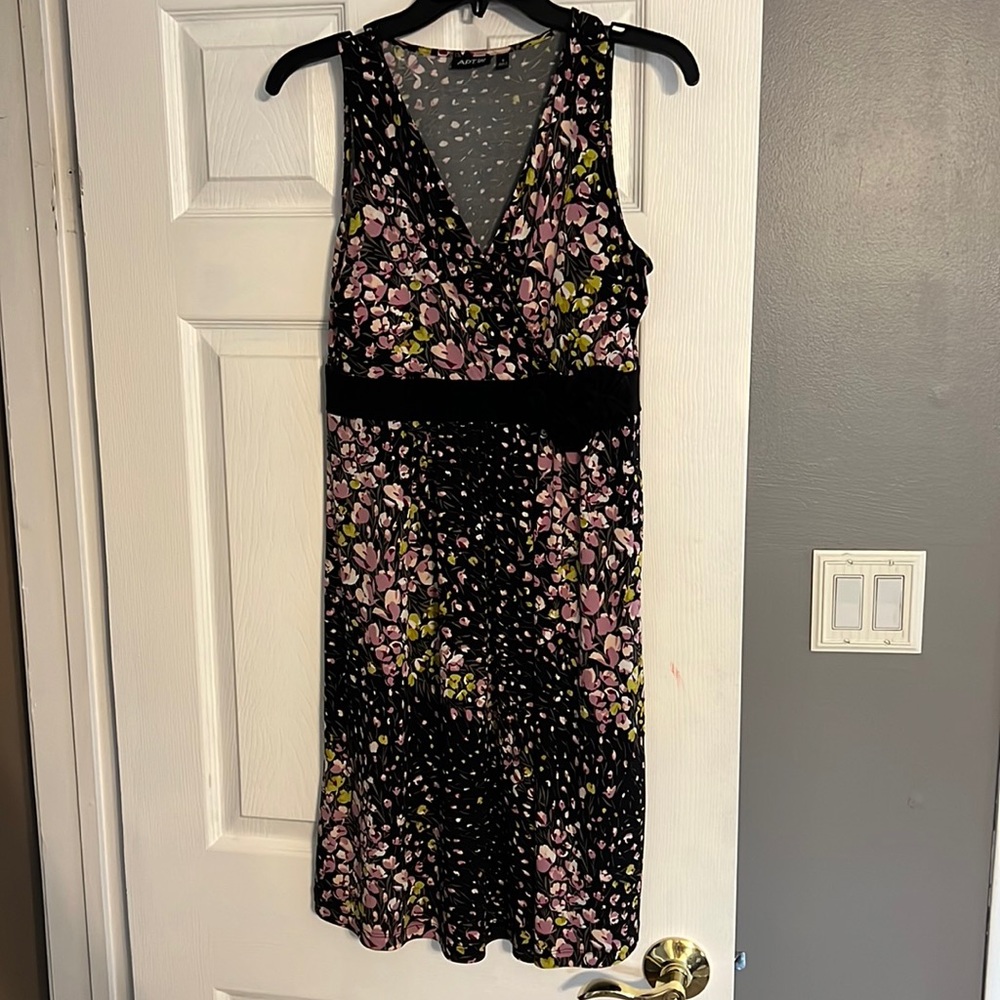 Lovely black & pink flowered dress.